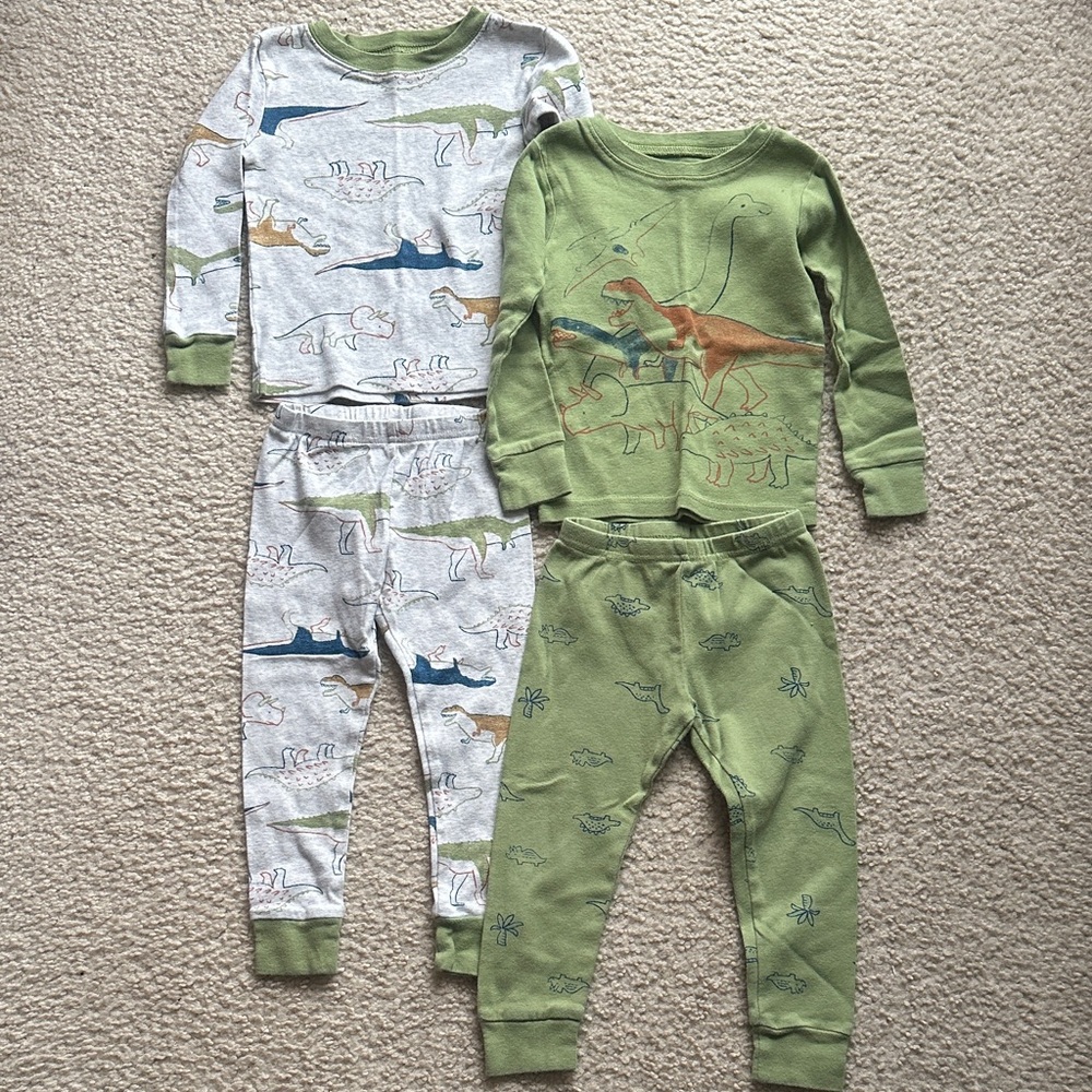 Carter's Green and Heather Gray Dinosaur Pajama Two-Pack